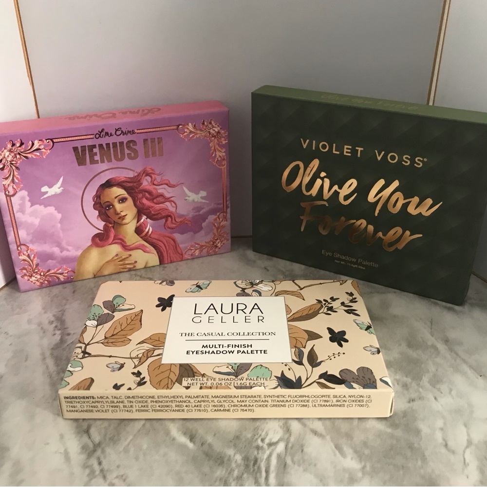 Three Eyeshadow Palettes - Lime Crime, Violet Voss, & Laura Geller (BRAND NEW)